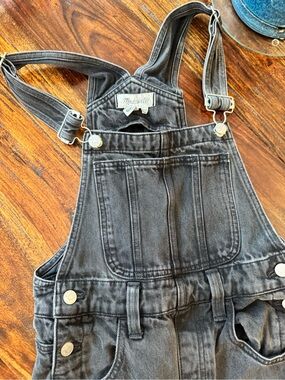 Madewell Y2K Washed Black Denim Overalls – Relaxed Wide Leg